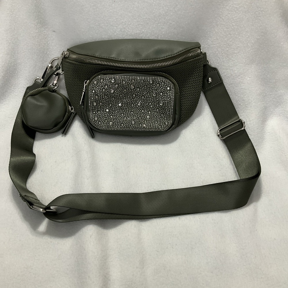 Madden NYC Women's Olive Green Rhinestone  Fanny Pack /Crossbody Versatile NWOT